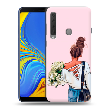 Пластиковый чехол на Samsung Galaxy A9 (2018) с принтом Девушка и букет