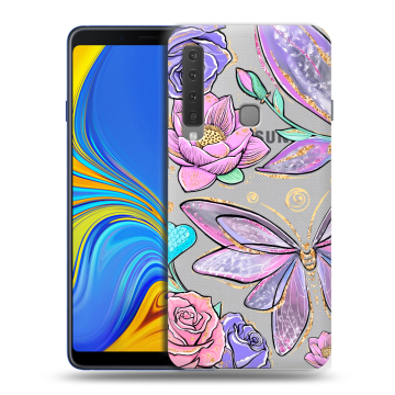 Пластиковый чехол на Samsung Galaxy A9 (2018) с принтом Бабочки и цветы Пластиковый чехол на Samsung Galaxy A9 (2018) с принтом Бабочки и цветы