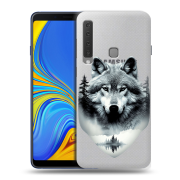 Пластиковый чехол на Samsung Galaxy A9 (2018) с принтом Волк в лесу Пластиковый чехол на Samsung Galaxy A9 (2018) с принтом Волк в лесу