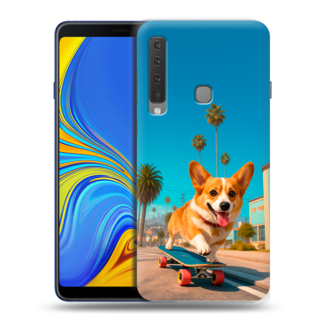 Пластиковый чехол на Samsung Galaxy A9 (2018) с принтом Корги на скейте Пластиковый чехол на Samsung Galaxy A9 (2018) с принтом Корги на скейте