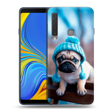 Пластиковый чехол на Samsung Galaxy A9 (2018) с принтом Мопс в шапке Пластиковый чехол на Samsung Galaxy A9 (2018) с принтом Мопс в шапке