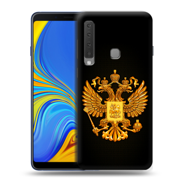 Пластиковый чехол на Samsung Galaxy A9 (2018) с принтом Герб России желтый Пластиковый чехол на Samsung Galaxy A9 (2018) с принтом Герб России желтый