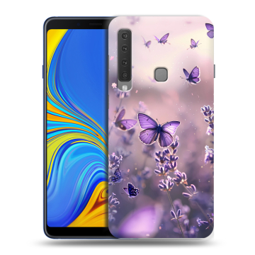 Пластиковый чехол на Samsung Galaxy A9 (2018) с принтом бабочки и лаванда Пластиковый чехол на Samsung Galaxy A9 (2018) с принтом бабочки и лаванда
