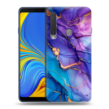 Пластиковый чехол на Samsung Galaxy A9 (2018) с принтом синий мрамор Пластиковый чехол на Samsung Galaxy A9 (2018) с принтом синий мрамор
