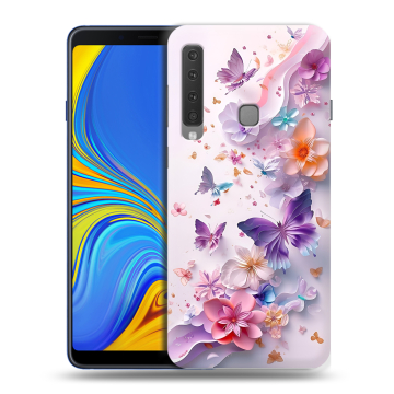Пластиковый чехол на Samsung Galaxy A9 (2018) с принтом цветы бабочки
