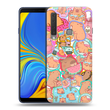 Пластиковый чехол на Samsung Galaxy A9 (2018) с принтом капибары Пластиковый чехол на Samsung Galaxy A9 (2018) с принтом капибары