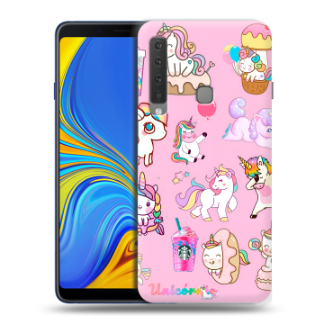 Пластиковый чехол на Samsung Galaxy A9 (2018) с принтом розовые единороги Пластиковый чехол на Samsung Galaxy A9 (2018) с принтом розовые единороги