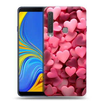Пластиковый чехол на Samsung Galaxy A9 (2018) с принтом розовые сердечки Пластиковый чехол на Samsung Galaxy A9 (2018) с принтом розовые сердечки