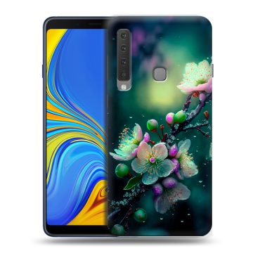 Пластиковый чехол на Samsung Galaxy A9 (2018) с принтом Цветы и мрамор