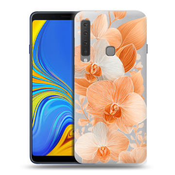 Пластиковый чехол на Samsung Galaxy A9 (2018) с принтом Бежевые цветы Пластиковый чехол на Samsung Galaxy A9 (2018) с принтом Бежевые цветы