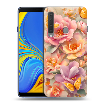 Пластиковый чехол на Samsung Galaxy A9 (2018) с принтом Цветы и бабочки Пластиковый чехол на Samsung Galaxy A9 (2018) с принтом Цветы и бабочки