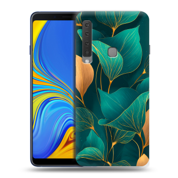 Пластиковый чехол на Samsung Galaxy A9 (2018) с принтом Листья и золото Пластиковый чехол на Samsung Galaxy A9 (2018) с принтом Листья и золото