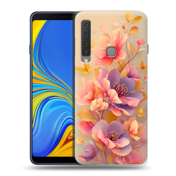 Пластиковый чехол на Samsung Galaxy A9 (2018) с принтом Цветы и бабочки Пластиковый чехол на Samsung Galaxy A9 (2018) с принтом Цветы и бабочки