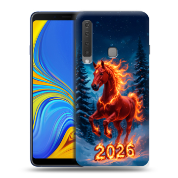 Пластиковый чехол на Samsung Galaxy A9 (2018) с принтом Новый год коня Пластиковый чехол на Samsung Galaxy A9 (2018) с принтом Новый год коня