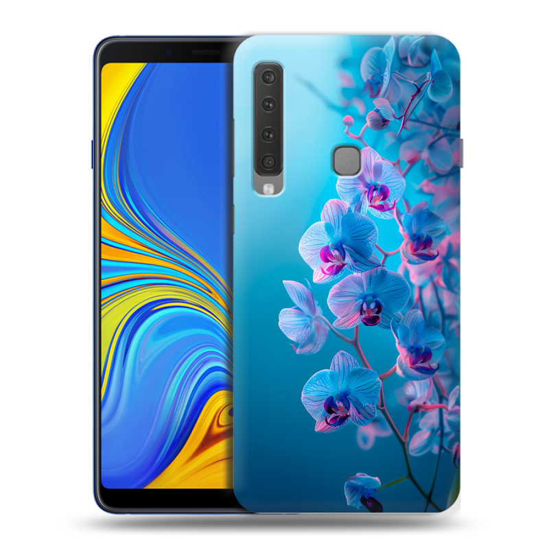 Пластиковый чехол на Samsung Galaxy A9 (2018) с принтом голубые орхидеи Пластиковый чехол на Samsung Galaxy A9 (2018) с принтом голубые орхидеи