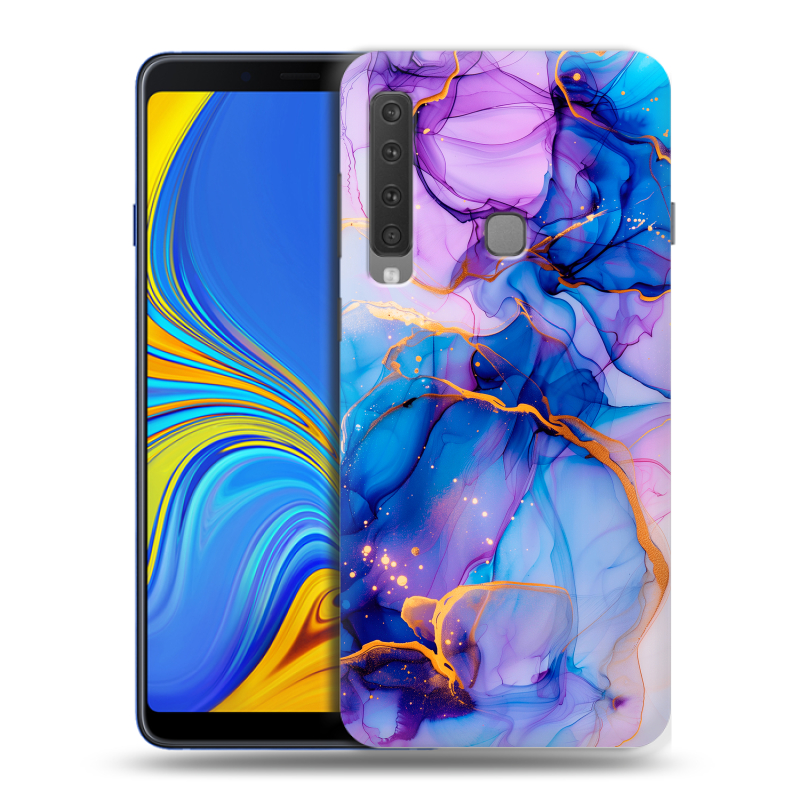 Пластиковый чехол на Samsung Galaxy A9 (2018) с принтом синий мрамор Пластиковый чехол на Samsung Galaxy A9 (2018) с принтом синий мрамор