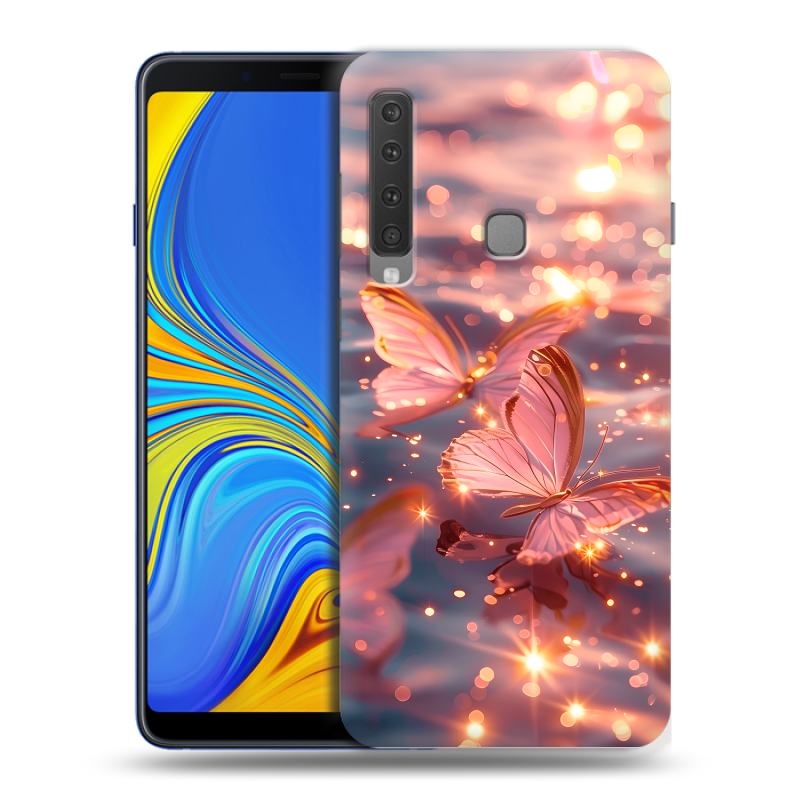 Пластиковый чехол на Samsung Galaxy A9 (2018) с принтом бабочки розовые Пластиковый чехол на Samsung Galaxy A9 (2018) с принтом бабочки розовые