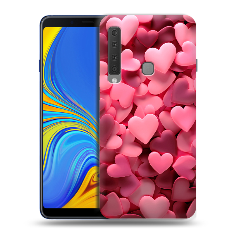 Пластиковый чехол на Samsung Galaxy A9 (2018) с принтом розовые сердечки Пластиковый чехол на Samsung Galaxy A9 (2018) с принтом розовые сердечки