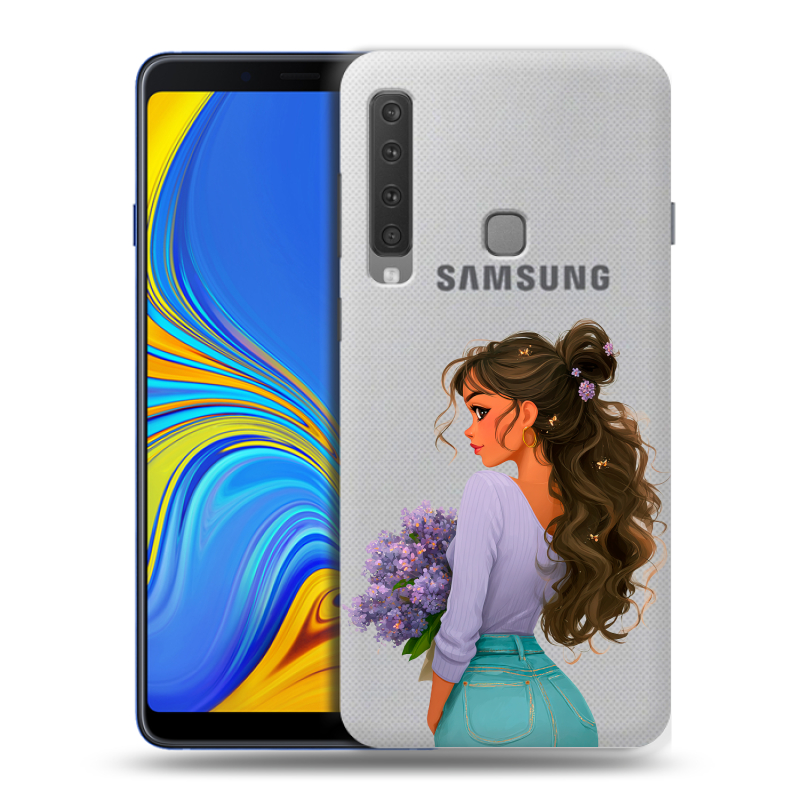 Пластиковый чехол на Samsung Galaxy A9 (2018) с принтом девушка цветы Пластиковый чехол на Samsung Galaxy A9 (2018) с принтом девушка цветы