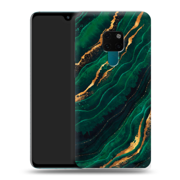 Силиконовый чехол на Huawei Mate 20 с принтом Мрамор зеленое золото