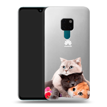 Силиконовый чехол на Huawei Mate 20 с принтом Кошки