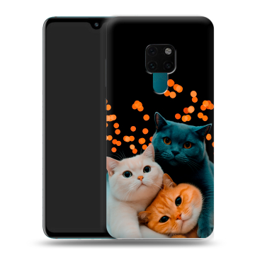 Силиконовый чехол на Huawei Mate 20 с принтом Кошки Силиконовый чехол на Huawei Mate 20 с принтом Кошки