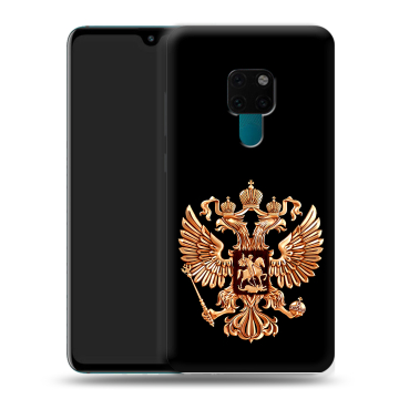Силиконовый чехол на Huawei Mate 20 с принтом Герб России золотой