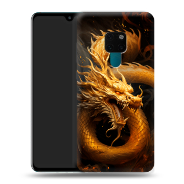 Силиконовый чехол на Huawei Mate 20 с принтом Золотой дракон