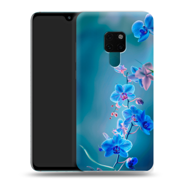 Силиконовый чехол на Huawei Mate 20 с принтом Голубые цветы