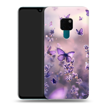 Силиконовый чехол на Huawei Mate 20 с принтом бабочки и лаванда Силиконовый чехол на Huawei Mate 20 с принтом бабочки и лаванда