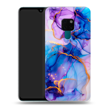 Силиконовый чехол на Huawei Mate 20 с принтом синий мрамор