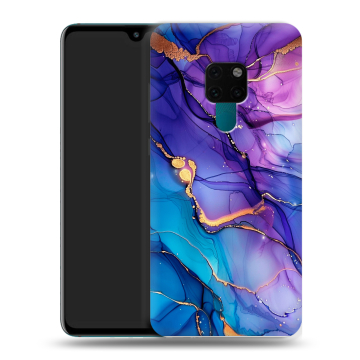 Силиконовый чехол на Huawei Mate 20 с принтом синий мрамор