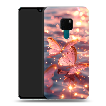 Силиконовый чехол на Huawei Mate 20 с принтом бабочки розовые Силиконовый чехол на Huawei Mate 20 с принтом бабочки розовые