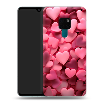 Силиконовый чехол на Huawei Mate 20 с принтом розовые сердечки
