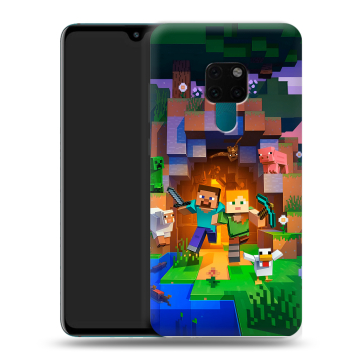 Силиконовый чехол на Huawei Mate 20 с принтом Майнкрафт Minecraft