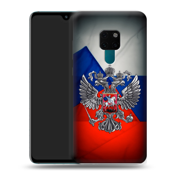 Силиконовый чехол на Huawei Mate 20 с принтом Флаг России Силиконовый чехол на Huawei Mate 20 с принтом Флаг России