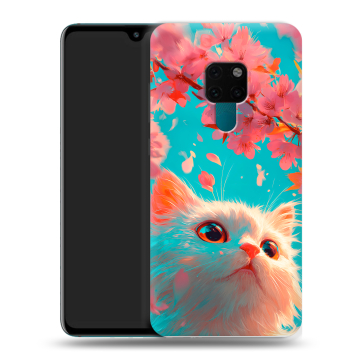 Силиконовый чехол на Huawei Mate 20 с принтом Красивый кот