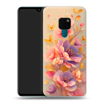 Силиконовый чехол на Huawei Mate 20 с принтом Цветы и бабочки