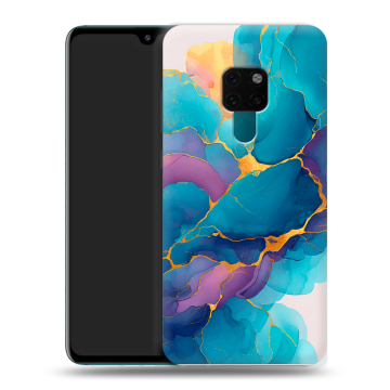 Силиконовый чехол на Huawei Mate 20 с принтом Мрамор блестки