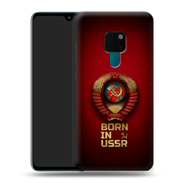 Силиконовый чехол на Huawei Mate 20 с принтом Флаг Герб СССР