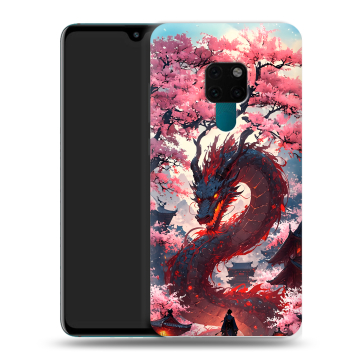 Силиконовый чехол на Huawei Mate 20 с принтом Дракон Японский