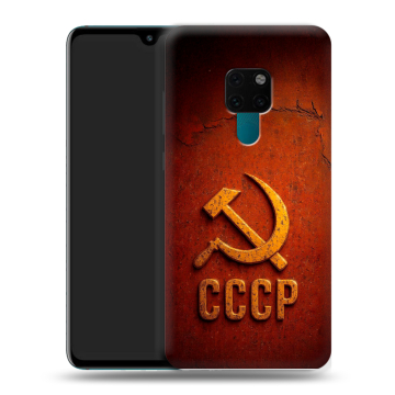 Силиконовый чехол на Huawei Mate 20 с принтом Флаг Герб СССР