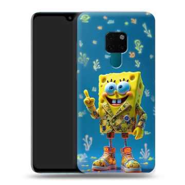 Силиконовый чехол на Huawei Mate 20 с принтом Спанч боб Спанчбоб