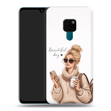 Силиконовый чехол на Huawei Mate 20 с принтом женский