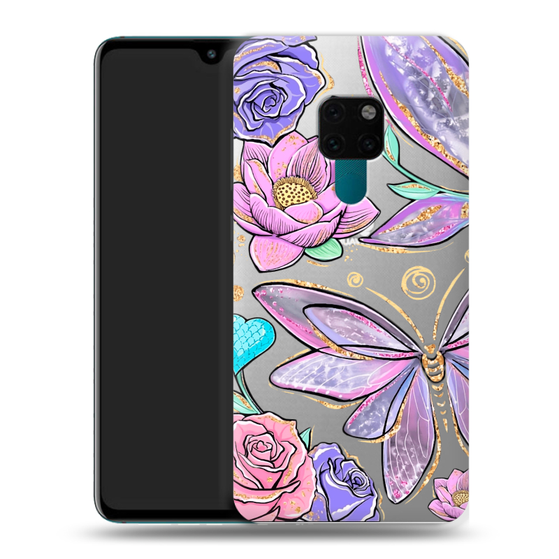 Силиконовый чехол на Huawei Mate 20 с принтом Бабочки и цветы Силиконовый чехол на Huawei Mate 20 с принтом Бабочки и цветы