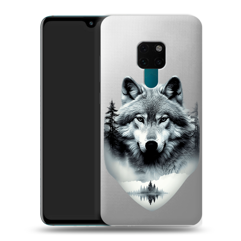 Силиконовый чехол на Huawei Mate 20 с принтом Волк в лесу Силиконовый чехол на Huawei Mate 20 с принтом Волк в лесу