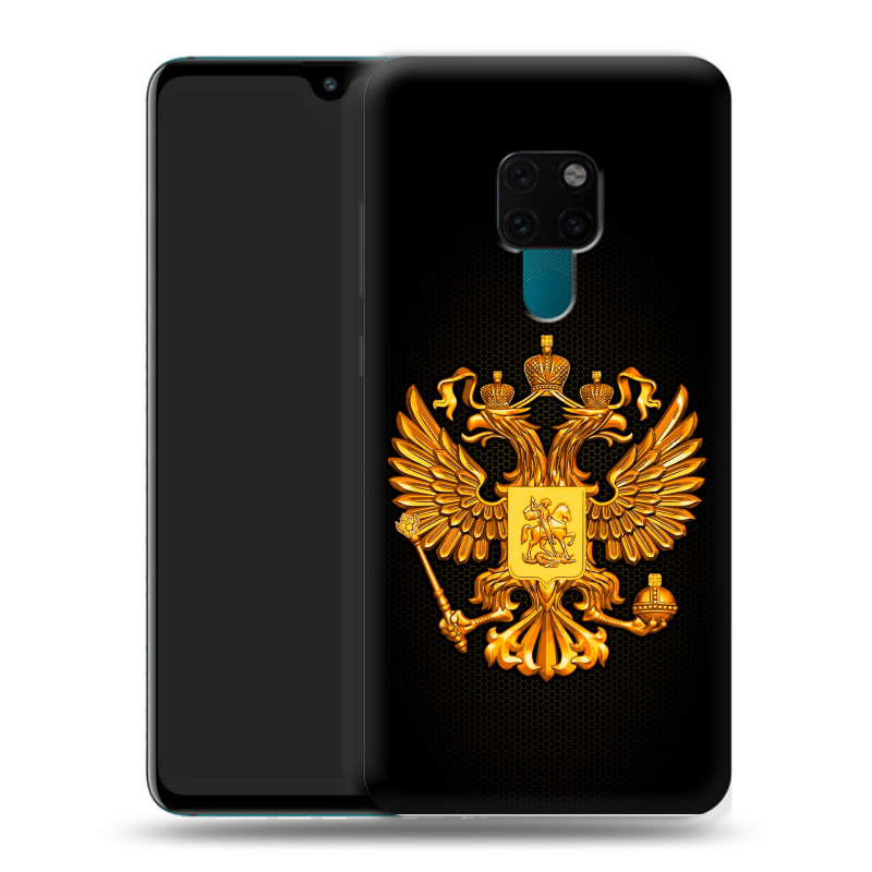 Силиконовый чехол на Huawei Mate 20 с принтом Герб России желтый Силиконовый чехол на Huawei Mate 20 с принтом Герб России желтый