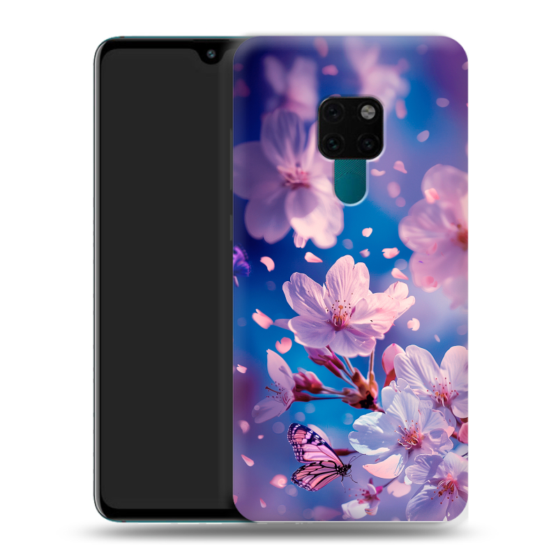 Пластиковый чехол на Huawei Mate 20 с принтом цветы бабочки Пластиковый чехол на Huawei Mate 20 с принтом цветы бабочки