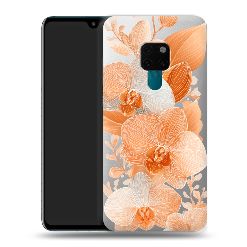 Пластиковый чехол на Huawei Mate 20 с принтом Бежевые цветы Пластиковый чехол на Huawei Mate 20 с принтом Бежевые цветы
