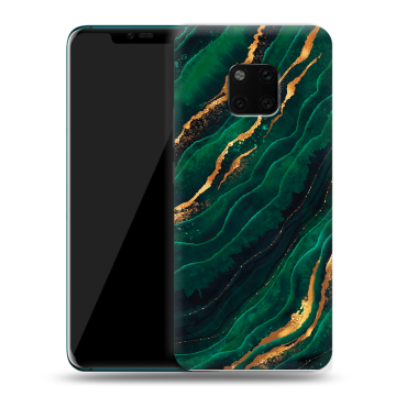Пластиковый чехол на Huawei Mate 20 Pro с принтом Мрамор зеленое золото
